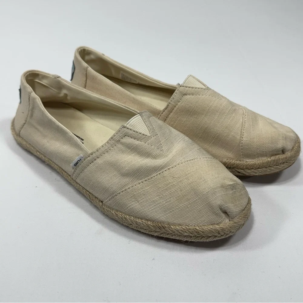 TOMS Alpargata Beige Canvas Rope Espadrille Slip On Shoes Size 7.5‎